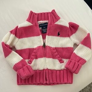 Ralph Lauren Pink striped zip up sweater